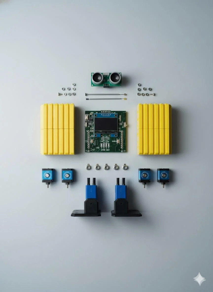 EmmiBot components flat lay